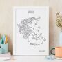 Hand Drawn Greece Map Art Print, thumbnail 2 of 2