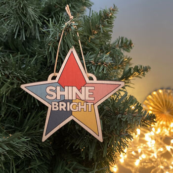 Shine Bright Star Card With Removable Wooden Decoration, 3 of 3