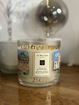 Personalised Hand Painted Wedding Engagement Candle – Custom Art From Your Photos, Names And Dates, 2 of 4