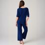 Women's 'Navy Peony' Bamboo Lace Pyjama Set, thumbnail 3 of 6