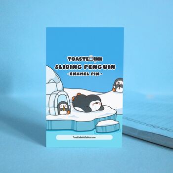 Sliding Penguin Enamel Pin | Cute Pin Badges, 5 of 5