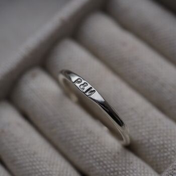 Personalised Hand Stamped Initial Signet Stacking Ring, 9 of 12