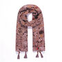 Dusky Pink Floral Tassel Scarf, thumbnail 2 of 4