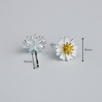 Sterling Silver Daisy Flower Stud Earrings, 4 of 6