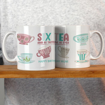 Personalised Six Tea Tea Mug 60th Birthday Gift, 6 of 7