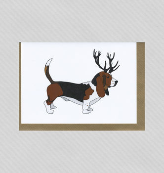 Illustrated Basset Hound Deer Blank Card, 2 of 2