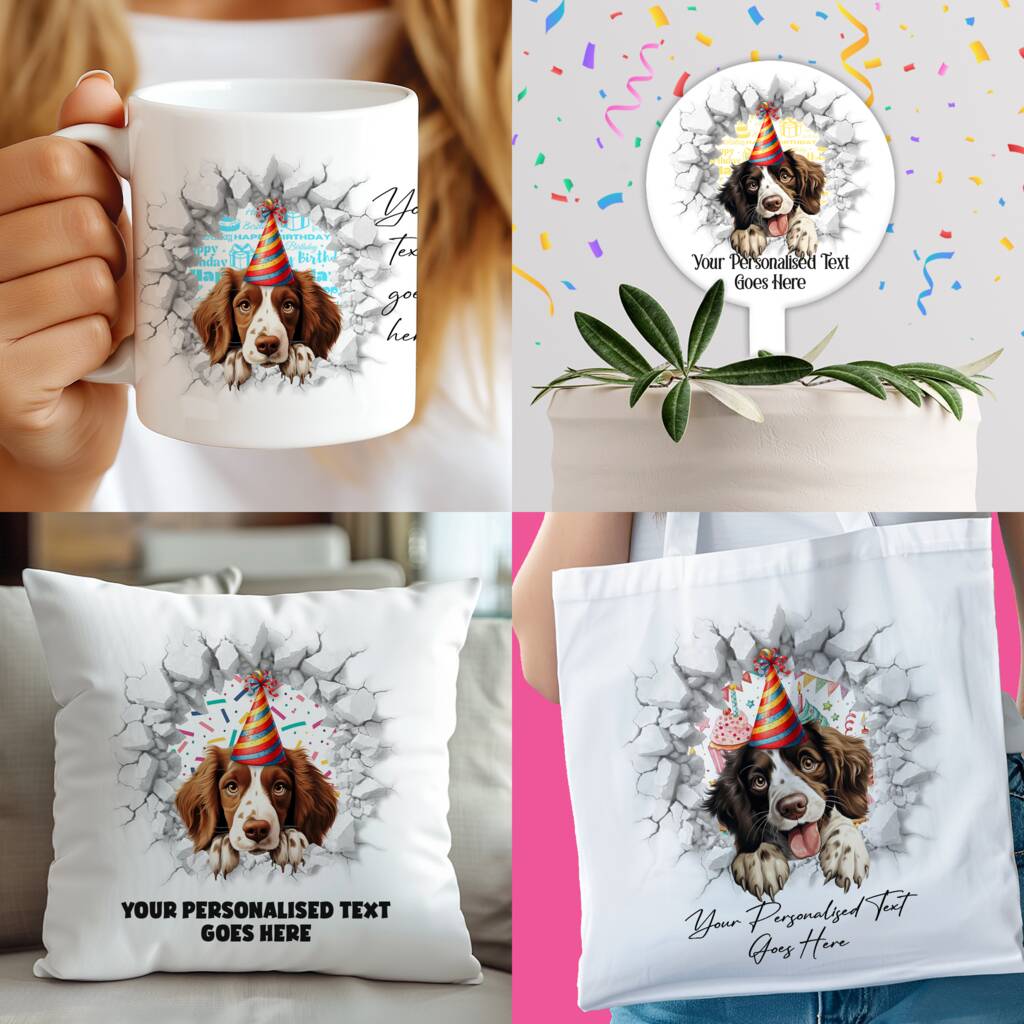 Personalised Springer Spaniel Birthday Break Through, 1 of 8