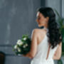 White Sequin Midi Wedding Dress With Deep Plunge And Open Back, thumbnail 6 of 12