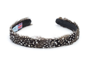 Spotty Guinea Fowl Feather Hair Band, 6 of 10