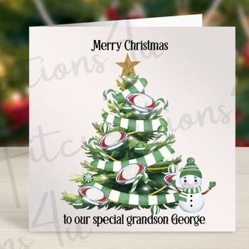 Rugby Christmas Card Personalised With Team Colours, 2 of 4