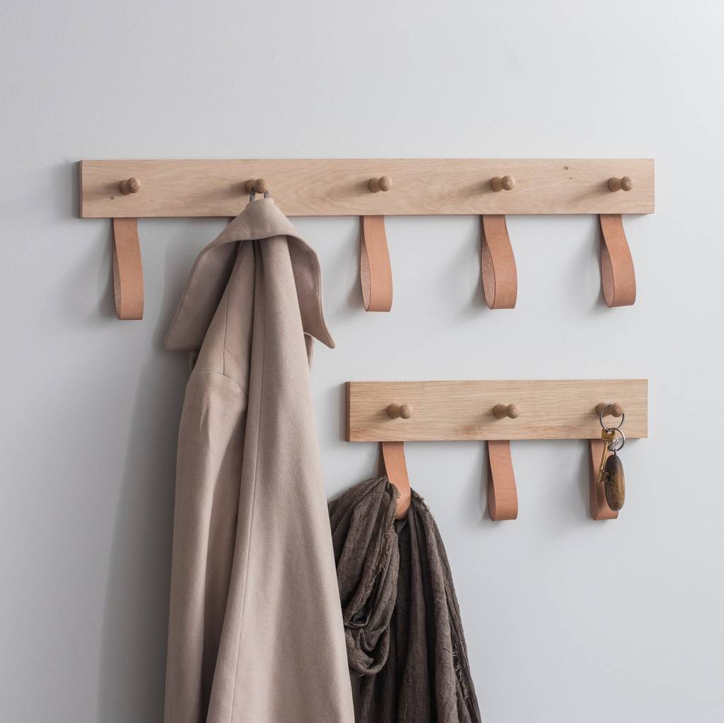 Oak And Leather Coat Rack By Idyll Home | notonthehighstreet.com