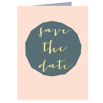 Mini Gold Foiled Save The Date Card, 2 of 3