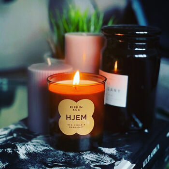 'Hjem' Red Cedar And Bergamot Scented Soy Candle, 2 of 8