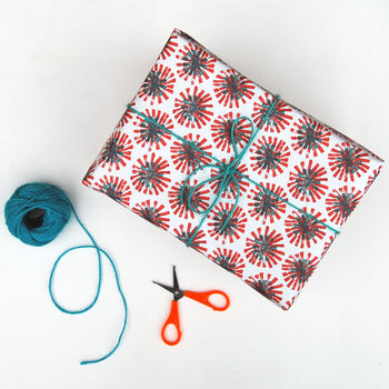 Red Dandelion Wrapping Paper, 2 of 4