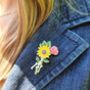 Sunflower And Rose Brooch, thumbnail 3 of 4