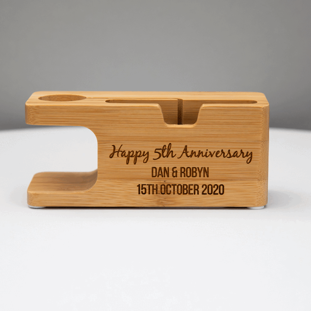 Personalised 5th Anniversary Apple Charging Station, thumbnail 2 of 6