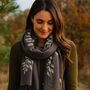 Leaf Embroidered Scarf, thumbnail 1 of 7