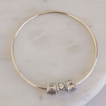 Personalised Silver Name Charm Bangle, 5 of 8