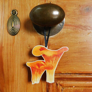 Chanterelle Mushroom Wooden Hanging Decoration, 2 of 5