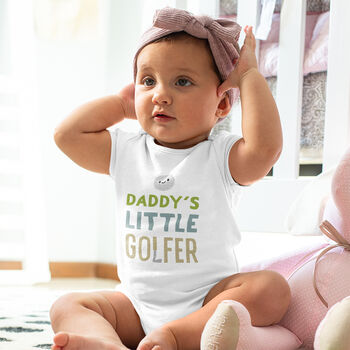 Organic Cotton Daddy’s Little Golfer Baby Onesie, 3 of 6