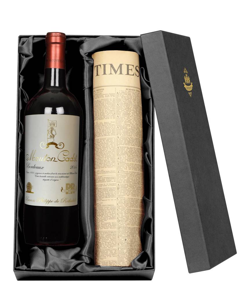 Vintage Bordeaux Wine With Newspaper Gift Set By Jonny's Sister