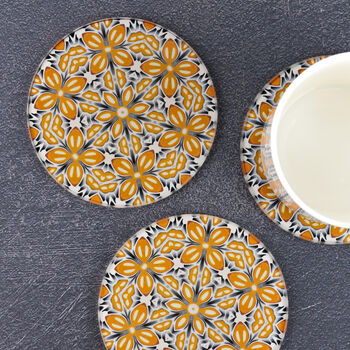 'Orange Fox Flower' Coaster Set, 10 of 10