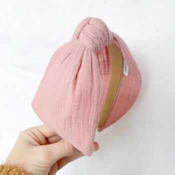 Plain Pink Womens Knot Headband, 2 of 5