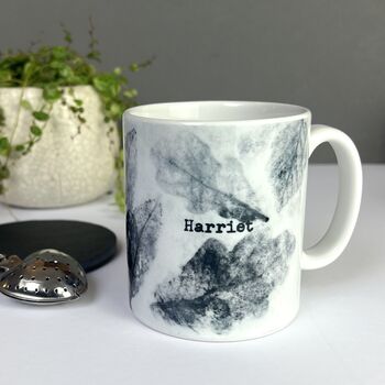 Autumn Leaves Handmade Print Personalised Mug, 3 of 12
