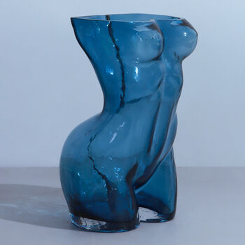 G Decor Extra Large Blue Female Torso Shaped Glass Vase, 4 of 5