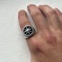 Mens Stainless Steel Compass Signet Ring, thumbnail 1 of 7