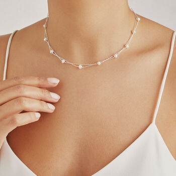 Rose, Silver Or Gold Layered Pearl Necklace, 2 of 7