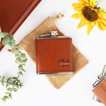 Personalised Pu Leather Wedding Hip Flask, 3 of 6