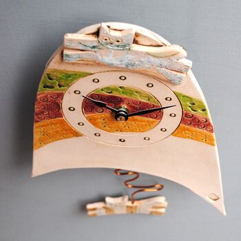 Handmade Cat Wall Clock Bright Coloured, 5 of 7