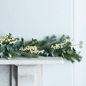 Eucalyptus And White Berry Christmas Garland By Lights4fun