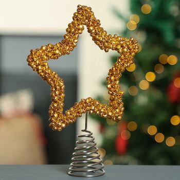 Handmade Sleigh Bells Christmas Star Tree Topper, 4 of 7