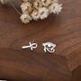Mismatched Ankh And Eye Of Horus Stud Earrings In Sterling Silver, thumbnail 3 of 12