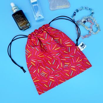 Red Party Sprinkles Drawstring Gift Bag, 3 of 3