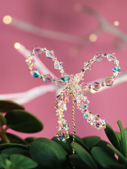 Crystal Bow Plant Decoration – Handmade Sparkling Plant Ornament, 3 of 5