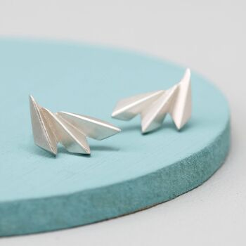 Sterling Silver Fan Climber Earrings, 5 of 9