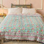 Floral Handmade Bohemian Bedspread Quilt, thumbnail 1 of 5