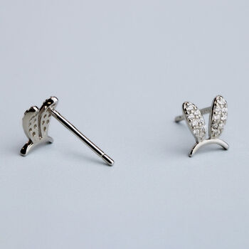 Sterling Silver Crystal Bunny Ears Earrings, 3 of 4