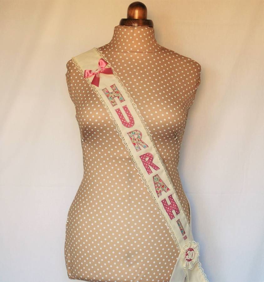 vintage style fabric party sash hurrah by vintage twee