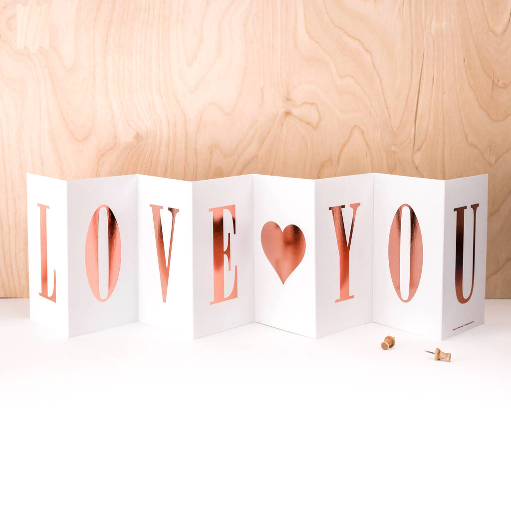 Love You Foil Fold Out Card, 1 of 6