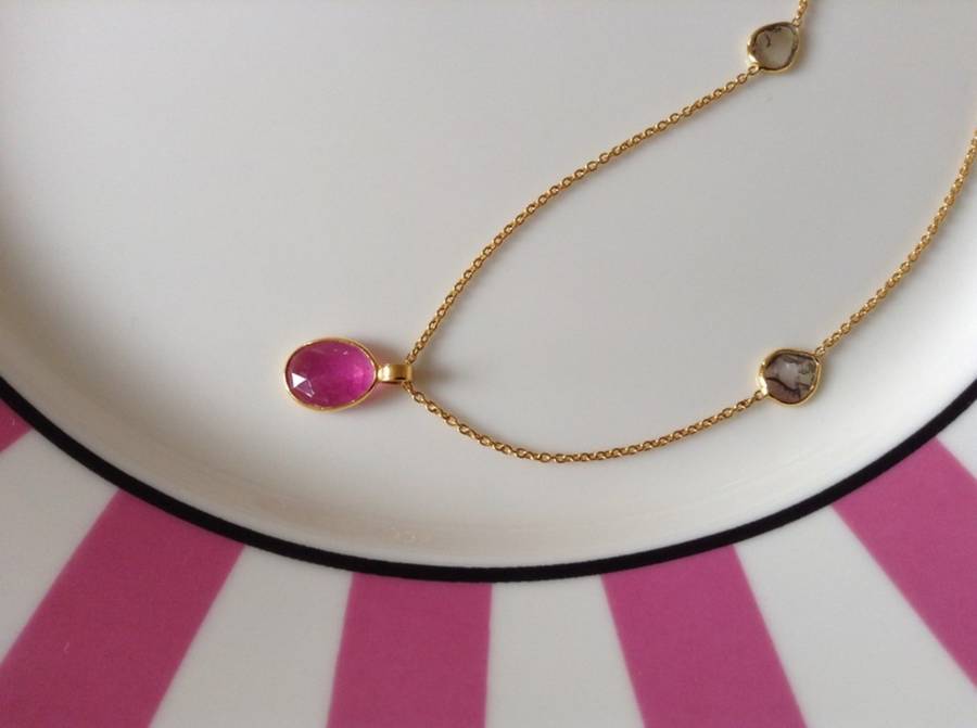 Ruby Necklace Set In 18ct Gold By Argent of London | notonthehighstreet.com