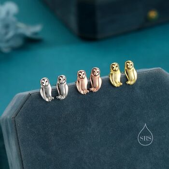 Barn Owl Stud Earrings In Sterling Silver, 4 of 11