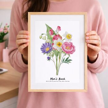Personalised Birth Flower Mum's Bunch Print, Mother's Day Gift, 9 of 10