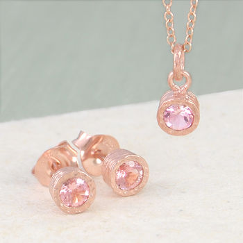 Pink Tourmaline Rose Gold Plated Birthstone Necklace, 3 of 5