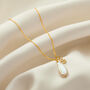 Teardrop Pearl And Real Diamond Initial Necklace, thumbnail 1 of 6