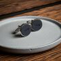 Navy Blue Initial Leather Cufflinks 3rd Anniversary, thumbnail 4 of 5