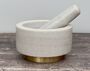 White Marble With Gold Mortar And Pestle, thumbnail 1 of 3